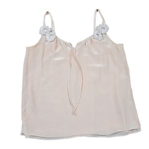 USED Banana RepublicCream Silk Flower Application Tank Top/Cami Size Large